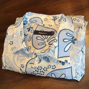 Zegna Men Sport Linen lightweight cuff short sleeve Button Down tropical Shirt
